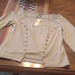 Anthropologie Women’s Button-Accent Scoop Neck Top
